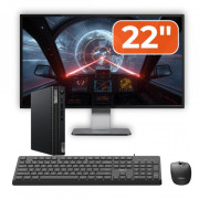 Pachet Mini PC Second Hand Lenovo ThinkCentre M70q G2, Intel Pentium Gold G6405T 3.50GHz, 8GB DDR4, 256GB SSD NVMe + Monitor 22" + cadou tastatura si mouse OptimX Pro KM500
