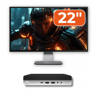 Pachet Calculator Second Hand HP ProDesk 400 G5 Mini PC, Intel Core i5-9500T 2.20 - 3.70GHz, 8GB DDR4, 256GB M.2 SSD + Monitor 22"