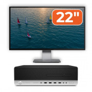 Pachet Calculator Second Hand HP EliteDesk 800 G5 SFF, Intel Core i5-9400 3.00-4.40GHz, 8GB DDR4, 256GB SSD + 22" Monitor