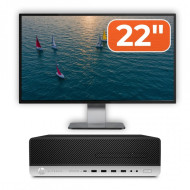 Pachet Calculator Second Hand HP EliteDesk 800 G5 SFF, Intel Core i5-9400 3.00-4.40GHz, 8GB DDR4, 256GB SSD + 22" Monitor