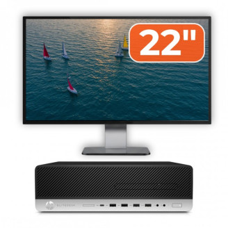 Pachet Calculator Second Hand HP EliteDesk 800 G5 SFF, Intel Core i5-9400 3.00-4.40GHz, 8GB DDR4, 256GB SSD + 22" Monitor