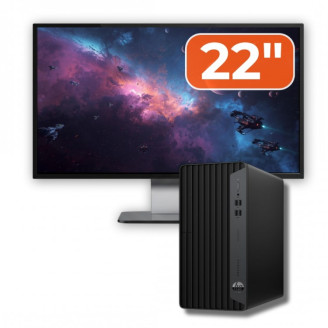 Pachet PC Second Hand HP ProDesk 600 G6 MT, Intel Core i5-10500 3.10 - 4.50GHz, 8GB DDR4, 256GB SSD + Monitor 22"