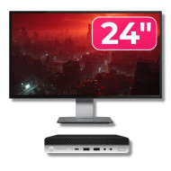 Pachet Calculator Second Hand HP ProDesk 600 G5 MiniPC, Intel Core i5-9500 3.00 - 4.40GHz, 8GB DDR4, 256GB M.2 SSD + Monitor 24"