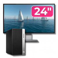 Pachet Calculator Second Hand HP ProDesk 400 G6 MT, Intel Core i5-9500 3.00-4.40GHz, 8GB DDR4, 256GB SSD + Monitor 24"