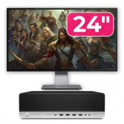 Pachet Calculator Second Hand HP EliteDesk 800 G4 SFF, Intel Core i5-8500 3.00 - 4.10GHz, 8GB DDR4, 256GB SSD + Monitor 24"