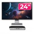 Pachet Calculator Second Hand HP EliteDesk 800 G5 Mini PC, Intel Core i5-9600 2.20 - 3.70GHz, 8GB DDR4, 256GB SSD + Monitor 24"