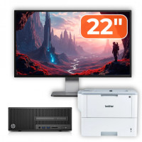 Pachet Calculator Second Hand HP 280 G2 SFF, Intel Pentium G4400 3.30GHz, 8GB DDR4, 500GB HDD, DVD-ROM + Monitor 22" & Imprimanta Brother HL-L6300DW