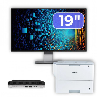 Pachet Calculator Second Hand HP ProDesk 400 G4 Mini PC, Intel Core i5-8500T 2.10 - 3.50GHz, 8GB DDR4, 256GB SSD + Monitor 19" & Imprimanta Brother HL-L6300DW
