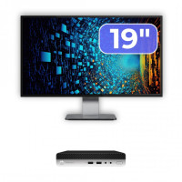 Pachet Calculator Second Hand HP ProDesk 400 G4 Mini PC, Intel Core i5-8500T 2.10 - 3.50GHz, 8GB DDR4, 256GB SSD + Monitor 19"