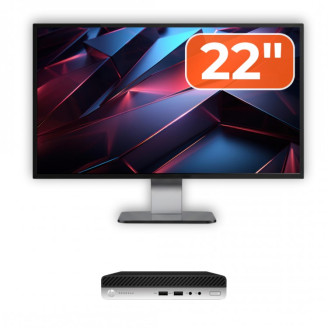 Pachet Calculator Second Hand HP ProDesk 400 G4 Mini PC, Intel Core i3-8100T 3.40GHz, 8GB DDR4, 256GB SSD + Monitor 22"