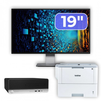 Pachet Calculator Second Hand HP ProDesk 400 G4 SFF, Intel Core i5-7500 3.40GHz, 8GB DDR4, 256GB SSD + Monitor 19" & Imprimanta Brother HL-L6300DW
