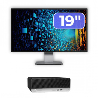 Pachet Calculator Second Hand HP ProDesk 400 G4 SFF, Intel Core i5-7500 3.40GHz, 8GB DDR4, 256GB SSD + Monitor 19"