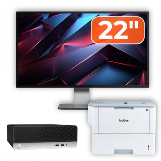 Pachet Calculator Second Hand HP ProDesk 400 G4 SFF, Intel Core i5-7500 3.40GHz, 8GB DDR4, 256GB SSD + Monitor 22" & Imprimanta Brother HL-L6300DW