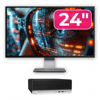 Pachet Calculator Second Hand HP ProDesk 400 G4 SFF, Intel Core i5-7500 3.40GHz, 8GB DDR4, 256GB SSD + Monitor 24"