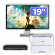 Pachet Calculator Second Hand HP ProDesk 400 G6 Mini, Intel Core i5-10500T 2.30 - 3.80GHz, 8GB DDR4, 256GB SSD + Monitor 19" & Imprimanta Brother HL-L6300DW