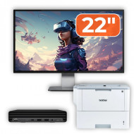 Pachet Calculator Second Hand HP ProDesk 400 G6 Mini, Intel Core i5-10500T 2.30 - 3.80GHz, 8GB DDR4, 256GB SSD + Monitor 22" & Imprimanta Brother HL-L6300DW