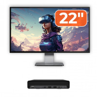 Pachet Calculator Refurbished HP ProDesk 400 G6 Mini, Intel Core i5-10500T 2.30 - 3.80GHz, 8GB DDR4, 256GB SSD + Monitor 22 Inch + Windows 10 Home