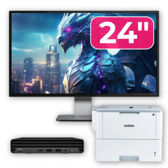 Pachet Calculator Second Hand HP ProDesk 400 G6 Mini, Intel Core i5-10500T 2.30 - 3.80GHz, 8GB DDR4, 256GB SSD + Monitor 24" & Imprimanta Brother HL-L6300DW