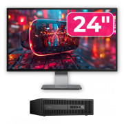 Pachet PC Second Hand HP ProDesk 600 G2 SFF, Intel Core i5-6500 3.20GHz, 8GB DDR4, 120GB SSD + 500GB HDD + Monitor 24"