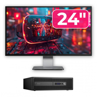 Pachet Calculator Second Hand HP Prodesk 600 G2 SFF, Intel Core i3-6100 3.70GHz, 8GB DDR4, 240GB SSD + Monitor 24"