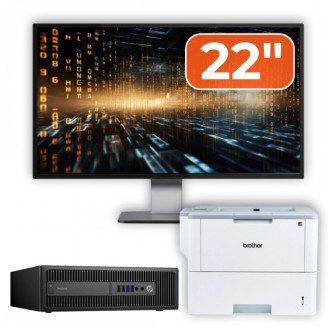 Pachet PC Second Hand HP ProDesk 600 G2 SFF, Intel Core i3-6100 3.70GHz, 8GB DDR4, 120GB SSD + 500GB HDD + Monitor 22"  & Imprimanta Brother HL-L6300DW