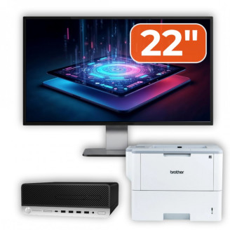 Pachet Calculator Second Hand HP ProDesk 600 G3 SFF, Intel Core i3-6100 3.70GHz, 8GB DDR4, 256GB SSD, DVD-ROM + Monitor 22" & Imprimanta Brother HL-L6300DW