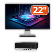 Pachet Calculator Second Hand HP ProDesk 600 G3 SFF, Intel Core i3-6100 3.70GHz, 8GB DDR4, 256GB SSD, DVD-ROM + Monitor 22"