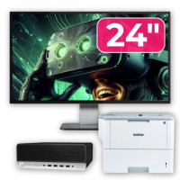 Pachet Calculator Second Hand HP ProDesk 600 G3 SFF, Intel Core i3-6100 3.70GHz, 8GB DDR4, 256GB SSD, DVD-ROM + Monitor 24" & Imprimanta Brother HL-L6300DW
