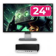 Pachet Calculator Second Hand HP ProDesk 600 G3 SFF, Intel Core i3-6100 3.70GHz, 8GB DDR4, 256GB SSD, DVD-ROM + Monitor 24"
