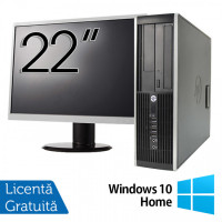 Pachet Calculator HP 6300 SFF, Intel Pentium G2020 2.90GHz, 4GB DDR3, 500GB SATA, DVD-RW + Monitor 22 Inch + Windows 10 Home