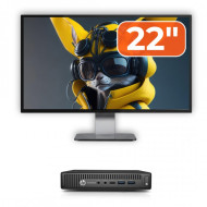 Pachet Calculator Second Hand HP EliteDesk 800 G2 Mini PC, Intel Core i3-6100T 3.20GHz, 8GB DDR4, 128GB SSD + Monitor 22"