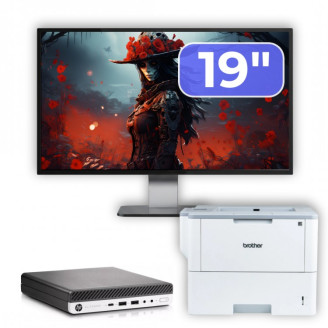 Pachet Calculator Second Hand HP EliteDesk 800 G3 Mini PC, Intel Core i5-6500T 2.50GHz, 16GB DDR4, 512GB SSD + Monitor 19" & Imprimanta Brother HL-L6300DW