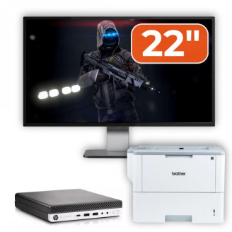 Pachet Calculator Second Hand HP EliteDesk 800 G3 Mini PC, Intel Core i7-7700T 2.90GHz, 8GB DDR4, 256GB SSD, Wi-Fi + Monitor 22" & Imprimanta Brother HL-L6300DW