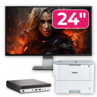 Pachet Calculator Second Hand HP EliteDesk 800 G3 Mini PC, Intel Core i5-6500T 2.50GHz, 16GB DDR4, 256GB SSD + Monitor 24" & Imprimanta Brother HL-L6300DW