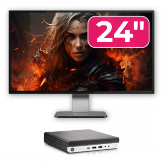 Pachet Calculator Second Hand HP EliteDesk 800 G3 Mini PC, Intel Core i5-6500T 2.50GHz, 16GB DDR4, 512GB SSD + Monitor 24"