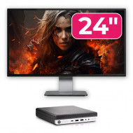 Pachet Calculator Second Hand HP EliteDesk 800 G3 Mini PC, Intel Core i7-7700T 2.90GHz, 8GB DDR4, 256GB SSD, Wi-Fi + Monitor 24"