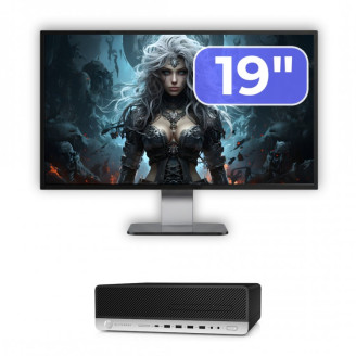 Pachet Calculator Second Hand HP ProDesk 800 G3 SFF, Intel Core i5-7500 3.40 - 3.80GHz, 16GB DDR4, 500GB SSD + 1TB HDD, DVD-ROM + Monitor 19"
