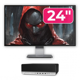 Pachet Calculator Second Hand HP ProDesk 800 G3 SFF, Intel Core i5-7500 3.40-3.80GHz, 8GB DDR4, 256GB SSD + Monitor 24"