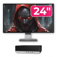Pachet Calculator Second Hand HP ProDesk 800 G3 SFF, Intel Core i5-7500 3.40 - 3.80GHz, 16GB DDR4, 500GB SSD + 1TB HDD, DVD-ROM + Monitor 24"