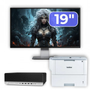 Pachet Calculator Second Hand HP ProDesk 800 G3 SFF, Intel Core i5-7500 3.40 - 3.80GHz, 16GB DDR4, 500GB SSD + 1TB HDD, DVD-ROM + Monitor 19" & Imprimanta Brother HL-L6300DW