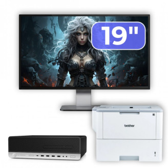 Pachet Calculator Second Hand HP ProDesk 800 G3 SFF, Intel Core i5-7500 3.40 - 3.80GHz, 16GB DDR4, 500GB SSD + 1TB HDD, DVD-ROM + Monitor 19" & Imprimanta Brother HL-L6300DW