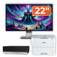 Pachet Calculator Second Hand HP ProDesk 800 G3 SFF, Intel Core i5-7500 3.40-3.80GHz, 8GB DDR4, 256GB SSD + Monitor 22" & Imprimanta Brother HL-L6300DW