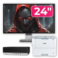 Pachet Calculator Second Hand HP ProDesk 800 G3 SFF, Intel Core i5-7500 3.40-3.80GHz, 8GB DDR4, 256GB SSD + Monitor 24" & Imprimanta Brother HL-L6300DW