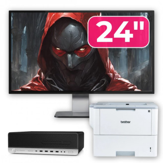 Pachet Calculator Second Hand HP ProDesk 800 G3 SFF, Intel Core i5-7500 3.40-3.80GHz, 8GB DDR4, 256GB SSD + Monitor 24" & Imprimanta Brother HL-L6300DW