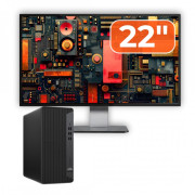 Pachet Calculator Second Hand HP EliteDesk 800 G6 Tower, Intel Core i5-10400F 2.90 - 4.30GHz, 16GB DDR4, Placa Video AMD Radeon R7 430 2GB, 256GB SSD + Monitor 22"
