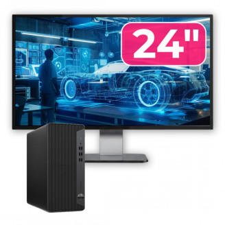 Pachet Calculator Second Hand HP EliteDesk 800 G6 Tower, Intel Core i5-10400F 2.90 - 4.30GHz, 16GB DDR4, Placa Video AMD Radeon R7 430 2GB, 256GB SSD + Monitor 24"