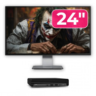 Pachet Calculator Second Hand HP EliteDesk 800 G6 Mini PC, Intel Core i5-10500T 2.30 - 3.80GHz, 8GB DDR4, 256GB SSD + Monitor 24"