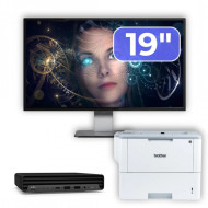 Pachet Calculator Second Hand HP EliteDesk 800 G6 Mini PC, Intel Core i5-10500T 2.30 - 3.80GHz, 8GB DDR4, 256GB SSD + Monitor 19" & Imprimanta Brother HL-L6300DW