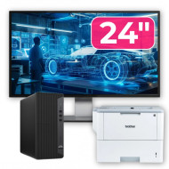 Pachet Calculator Second Hand HP EliteDesk 800 G6 Tower, Intel Core i5-10400F 2.90 - 4.30GHz, 16GB DDR4, Placa Video AMD Radeon R7 430 2GB, 256GB SSD + Monitor 24" & Imprimanta Brother HL-L6300DW
