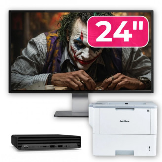 Pachet Calculator Second Hand HP EliteDesk 800 G6 Mini PC, Intel Core i5-10500T 2.30 - 3.80GHz, 8GB DDR4, 256GB SSD + Monitor 24" & Imprimanta Brother HL-L6300DW